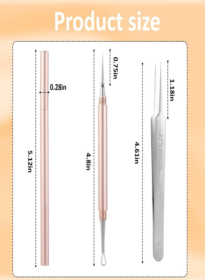 WY LIGHTING LEVEL أداة إزالة الرؤوس السوداء والبثور (قطعتان) أداة إزالة الدخينات أداة احترافية لاستخراج الرؤوس السوداء والبيضاء حلقة الكيس حلقة إبرة حادة مزدوجة الأطراف دائرية بزاوية مجموعة إزالة حب الشباب للبثور والرؤوس البيضاء - Image 2